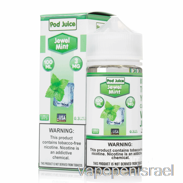 חד פעמי Vape Israel Jewel Mint - מיץ תרמילים - 100 מ"ל 12 מ"ג